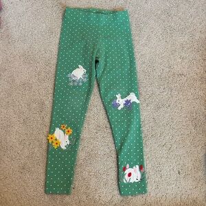 Mini Boden Green Leggings with Bunny and Floral Design